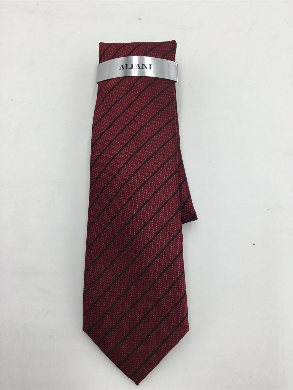 Alfani Mens Linden Stripe Burgundy Tie- OS 3590₽