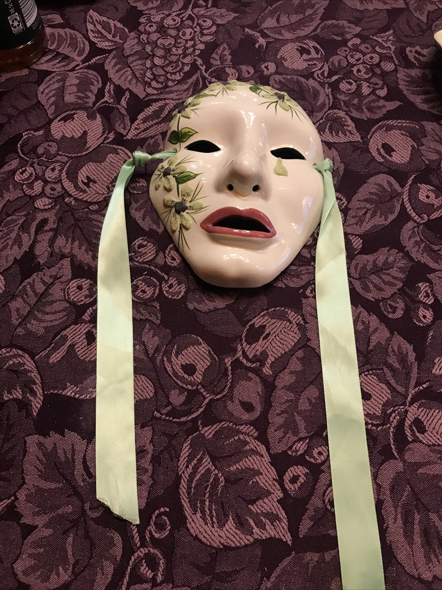 Porcelain Mardi Gras Wall Mask signed 