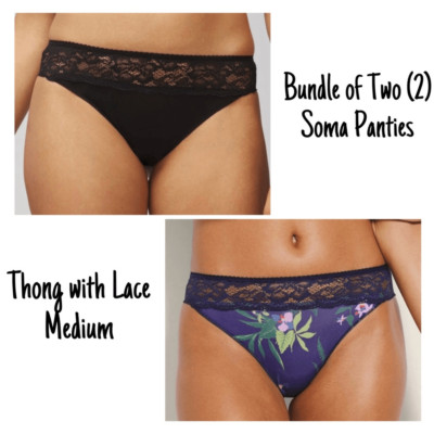 NWT New Sealed Soma Lot of Two (2) Vanishing Edge Lingerie w/Lace Trim M