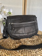 Oasis Black Genuine Leather Slouchy Shoulder Cross Body Bag