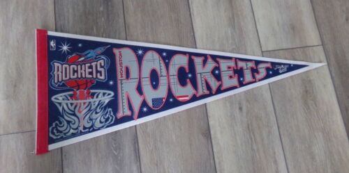 1990's HOUSTON ROCKETS Sold Full Size Felt Pennant Rare VINTAGE NBA OJAJUWON