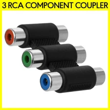 3 RCA Coupler RCA Female Component Video Cable Extender Adapter Connector Joiner