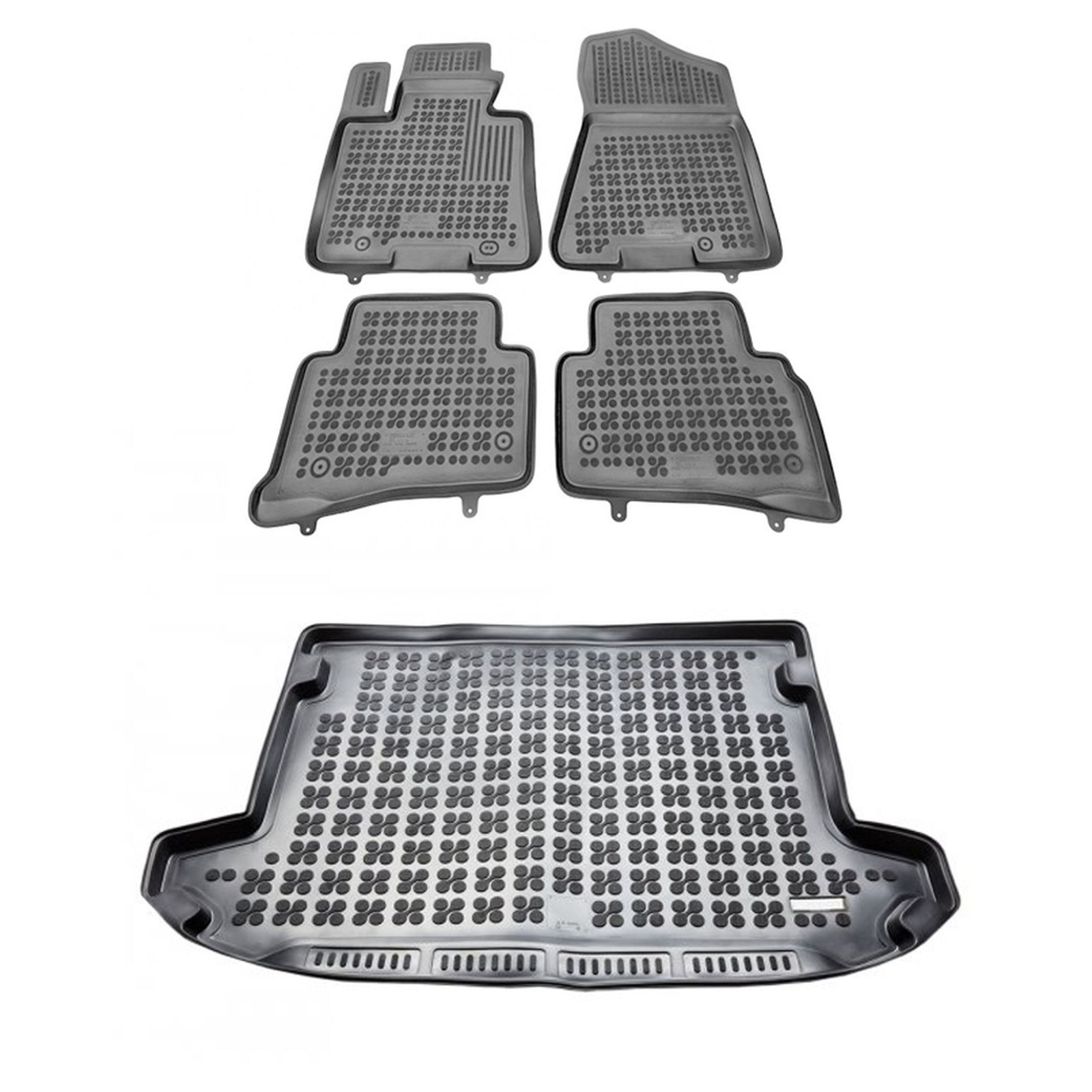 Tapis de sol sur mesure Kia Sportage IV et tapis de coffre supérieur noir robuste