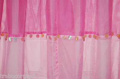 2 Pretty Retro JAZZY Sequin Trim Long Sheer Long Panels/Curtain/Hot Pink 57 X 84