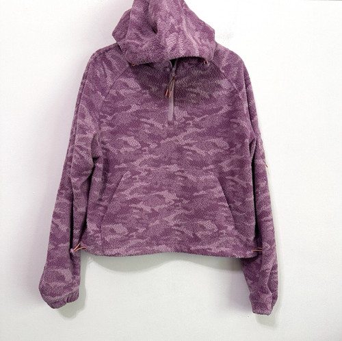 Outdoor Voices PrimoFleece Quarter Zip Hoodie Top Pink Camo Small Pockets Cozy