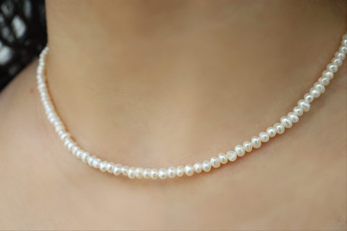Dainty Freshwater Pearl Choker, White Pearls, Tiny Pearls, Genuine Pearls - Picture 5 of 8