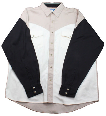 Wrangler Wester Shirts XL Mens Long Sleeve Pearl Snap Beige