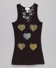 Girls Sleeveless Top - Sequin Hearts