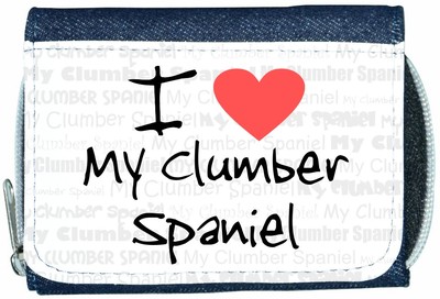 I Love Heart My Clumber Spaniel Denim Geldbörse