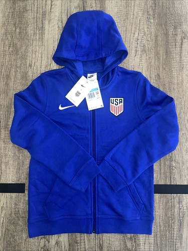Nike USA 2022-23 alter königlicher/weißer Jungen mittlerer durchgehender Reißverschluss Vlies Hoodie DN1194-452