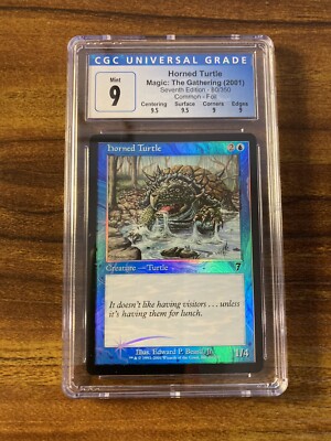 MTG✨HORNED TURTLE FOIL✨7th Edition CGC Quad 9's++ MINT COMMON