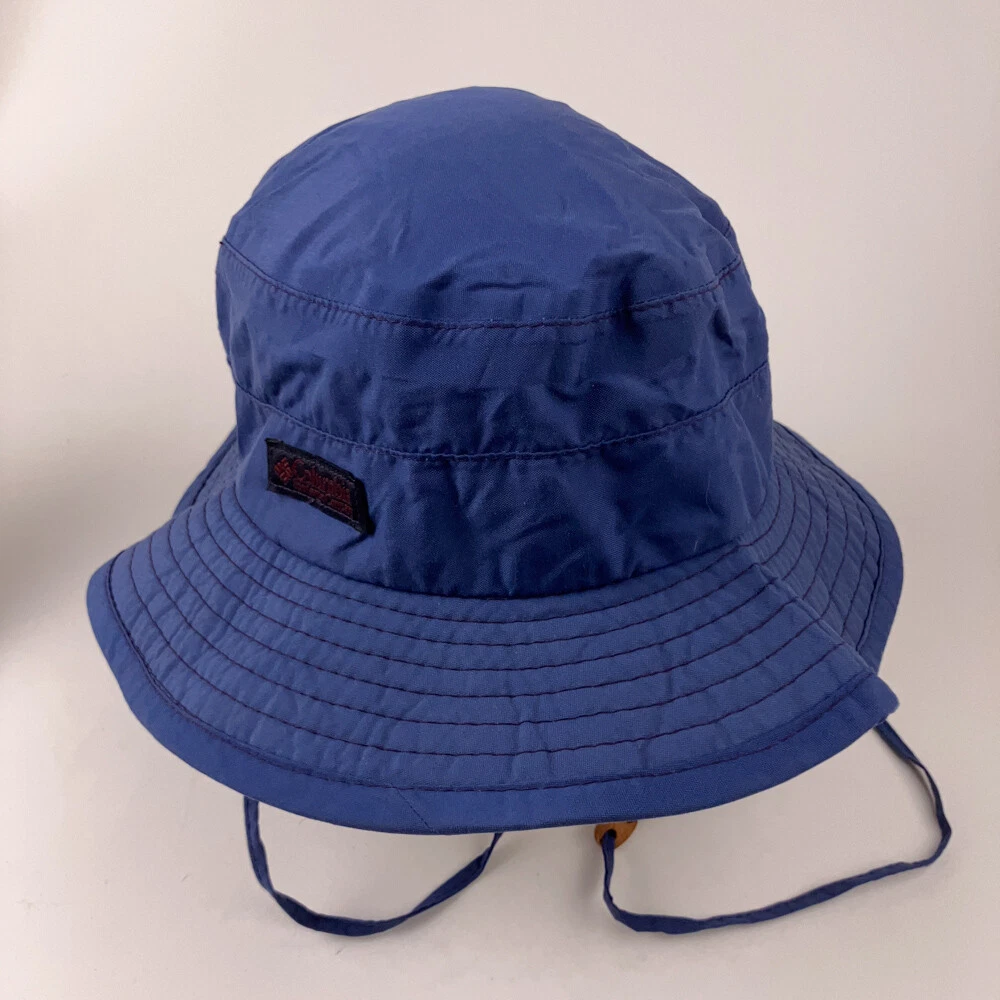 Retro Made USA Columbia Blue Black Sun Hat Size Medium