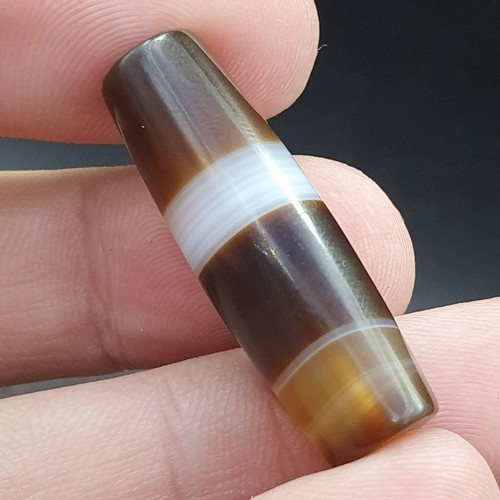 Antigua cuenta de ágata natural yemení antigua patrón raro con bandas 34,2 mm BD-12 - Imagen 3 de 10