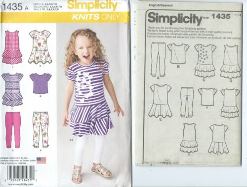 S 1435 sewing pattern Adorable DRESS TOP Capri LEGGINGS girl sizes 3~8 sew UNCUT - Afbeelding 1 van 1
