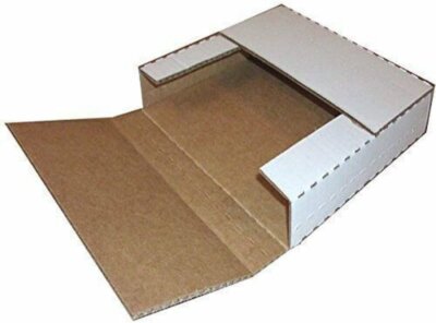 50 - 12 1/8'' x 9 1/8'' x 2'' White Multi Depth Bookfold Mailer Book Box Bookfolds