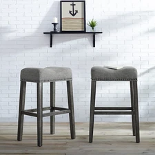 Roundhill Furniture Coco Upholstered Backless Saddle Seat Bar Stools 29" Height 