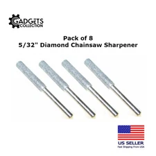 8pc 5/32" Diamond Chainsaw Sharpener Burr Bit File 120 Grit Dremel Rotary Tool