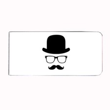 Metal Money Clip Bills Card Metal Holder Clip Rectangle Cool Mustache D5