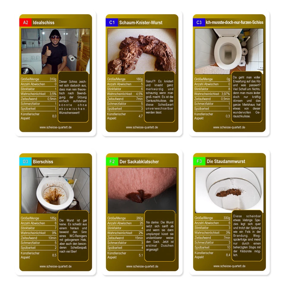 Das Scheiße Quartett | Kackspiel für die ganze Familie | direkt vom Hersteller! - Bild 2 von 4