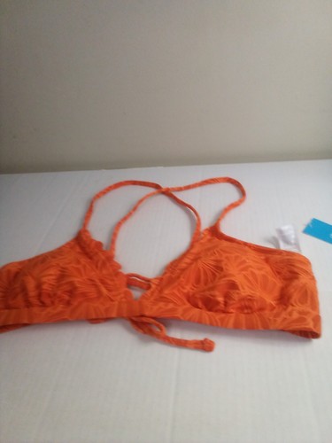 Cupshe Bikini Top Women XL Padded Cups Textured Scallop Trim Orange - Picture 7 of 13