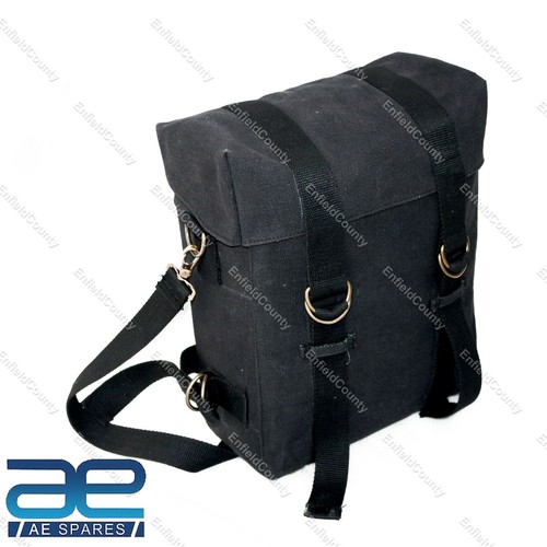 Fits Royal Enfield 350 500 Canvas Saddlebags Heavy Duty Black Pair - Bild 13 von 18