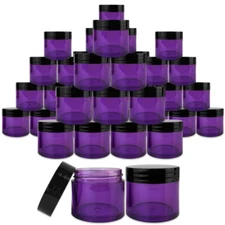 Beauticom® (180 PCS) 30G/30ML High Quality Purple Plastic Jars with Black Lids
