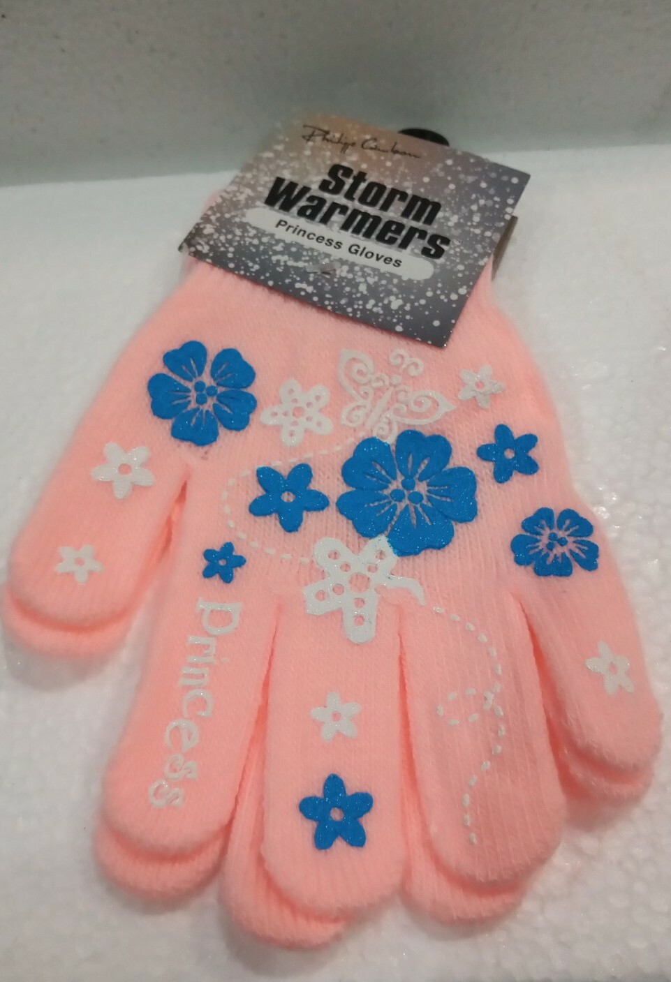 Children's Gloves Peach. Princess Storm warmers Knitted stretch Winter gloves.