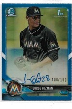 2018 Bowman Chrome-1st Bowman-Blue Parallel-Autograph-Jorge Guzman-#106/150-NM