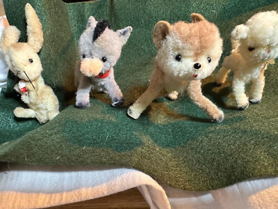old vintage 4  ARA Pocket Pets ANIMALS AUSTRIA rabbit+ donkey + windowtop