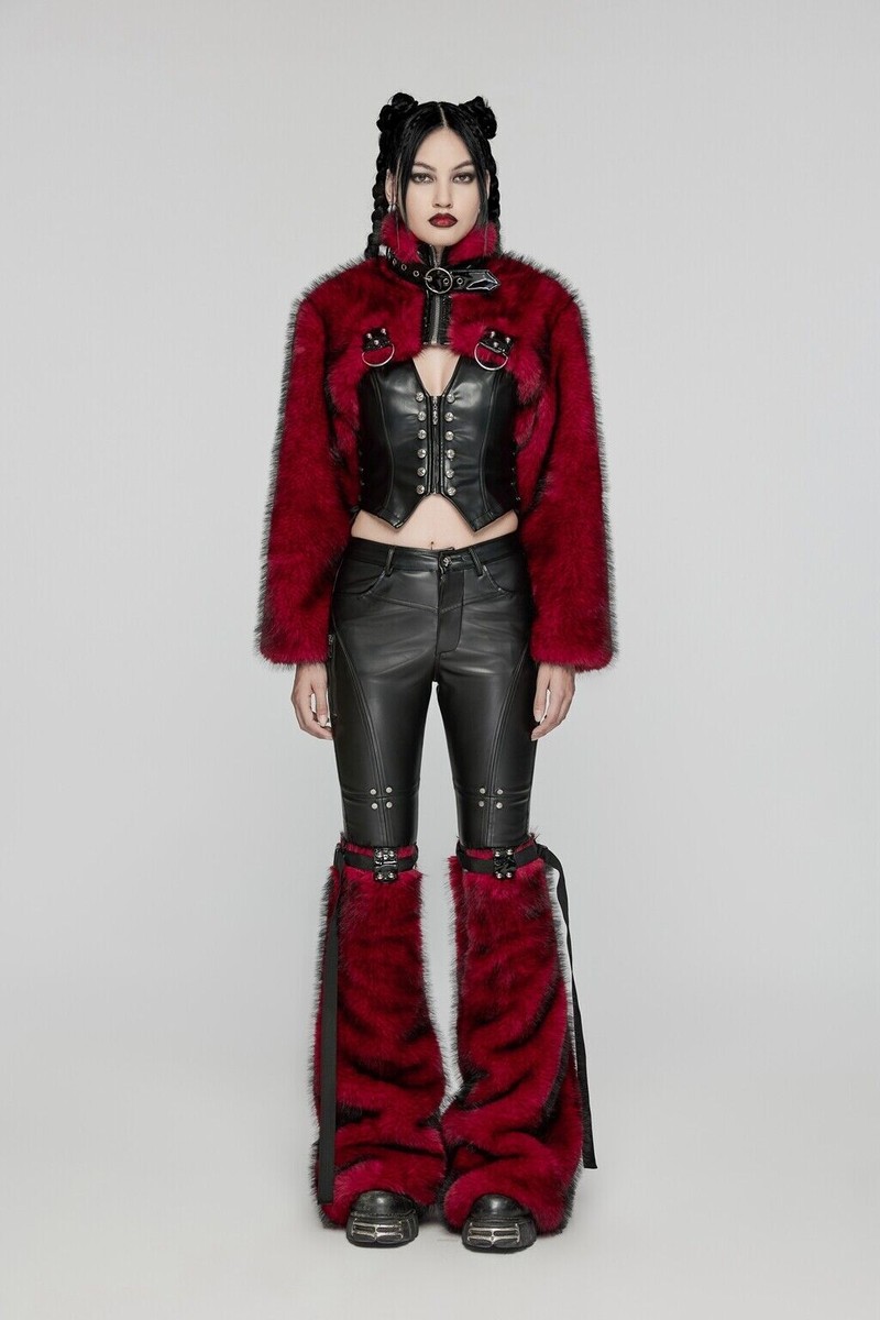 ジャケット・アウター Sexpot revenge fur coat mods coat emo Men's Punk Rock Fur Collar Coat Street Type Cool Loose
