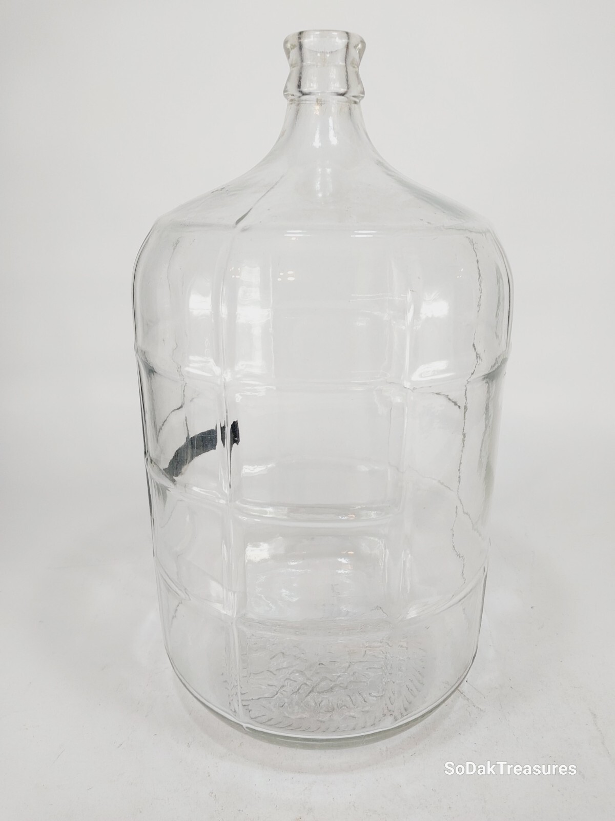 VINTAGE 5 GALLON GLASS CARBOY BOTTLE JUG CHECKERED MADE IN ITALY 18.9