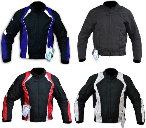 Giacca giubbotto da per moto con protezioni in cordura rosso blu nero e  grigio | eBay