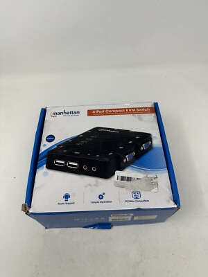  4-Port Compact KVM Switch with Remote Port Selector Manhattan #151269