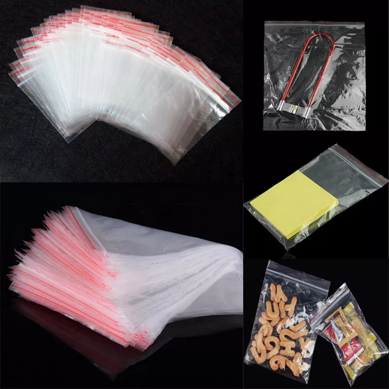 100X Clear Grip Self Press Seal Resealable Zipped Plastic Jewelry