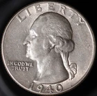 1940 Washington Quarter  AU        (B)