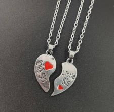 Sisters Necklace, Puzzle Heart Pendant Big Sister Little Sister Jewelry Gift