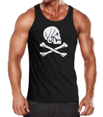 Herren Tanktop Pirat Skull Jolly Roger Henry Every Fasching Fun-Shirt Moonworks 