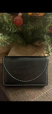 Qty 1- Personalized Black Leather Pindi Business Card Holder - Laser Engraved