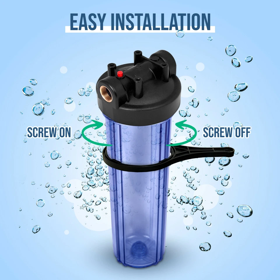 High Capacity Transparent Whole House Water Filter System & Block Carbon Filter - Image 3 of 4