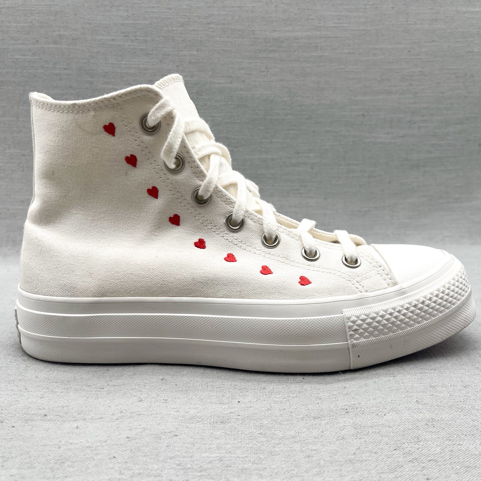 Converse Women's Chuck Taylor Hi All Star Lift Platform Sneakers White Red Heart-image