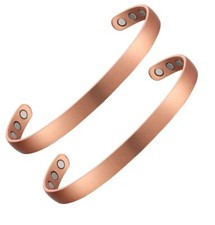 2 Pack Pure Solid Copper Magnetic Bracelet Arthritis Pain Relief Dome Cuff