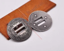 6PC 32mm Antique Silver Western Horse Headstall Saddle Tack Craft Slotted Concho