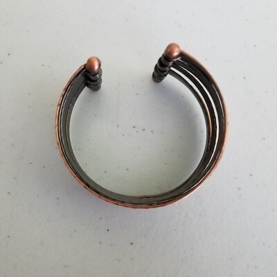 Vintage Copper Color Hand Made Original Belt Hammered Woven Wire Boho Festival VINTAGE 90s UNIONBAY Heavily Beaded Brown Tooled Embossed  main image 4