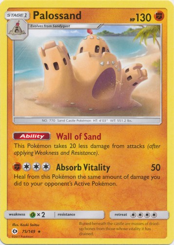 Palossand - 75/149 - Rare (Mp) Sun and Moon Base Set - Fighting Pokémon