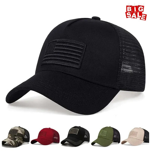American Flag Embroidery Baseball Net Caps Spring Summer Outdoor Adjustable Hats