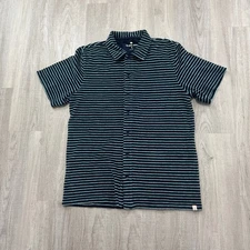 The Normal Brand Shirt Men's Medium Blue Teal Button Up Knit Short Sleeve Cloth 