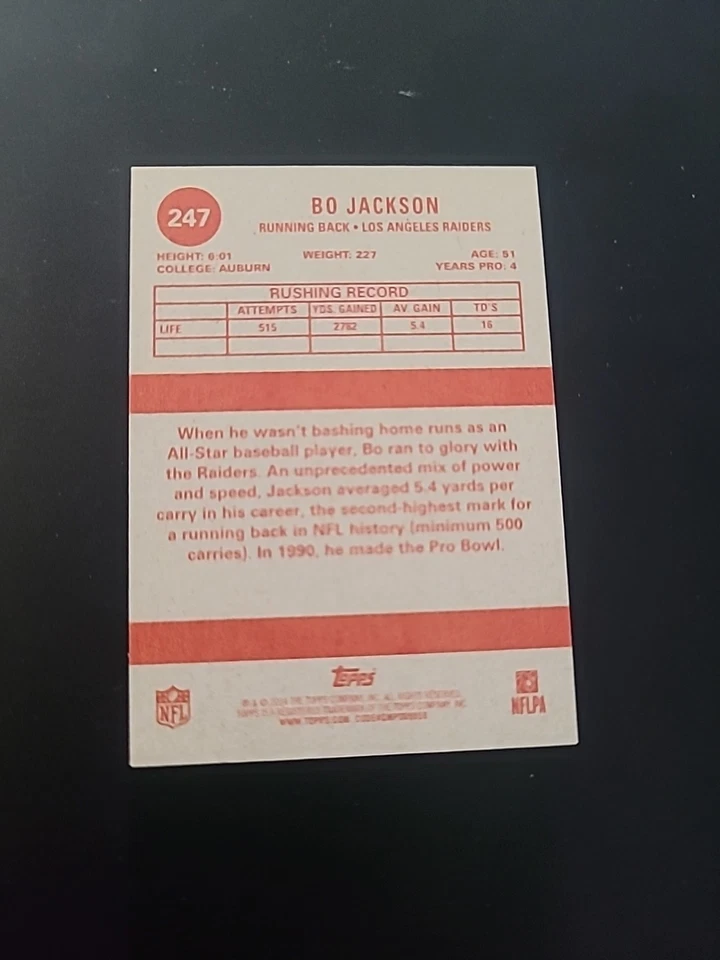 2014 Topps Football 247 Mini Bo Jackson 1963 - Image 2 of 2