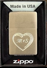 ZiPPO HERZ Heart Monogramm Gravur+ GRATIS GRAVUR mit oder ohne Geschenkset