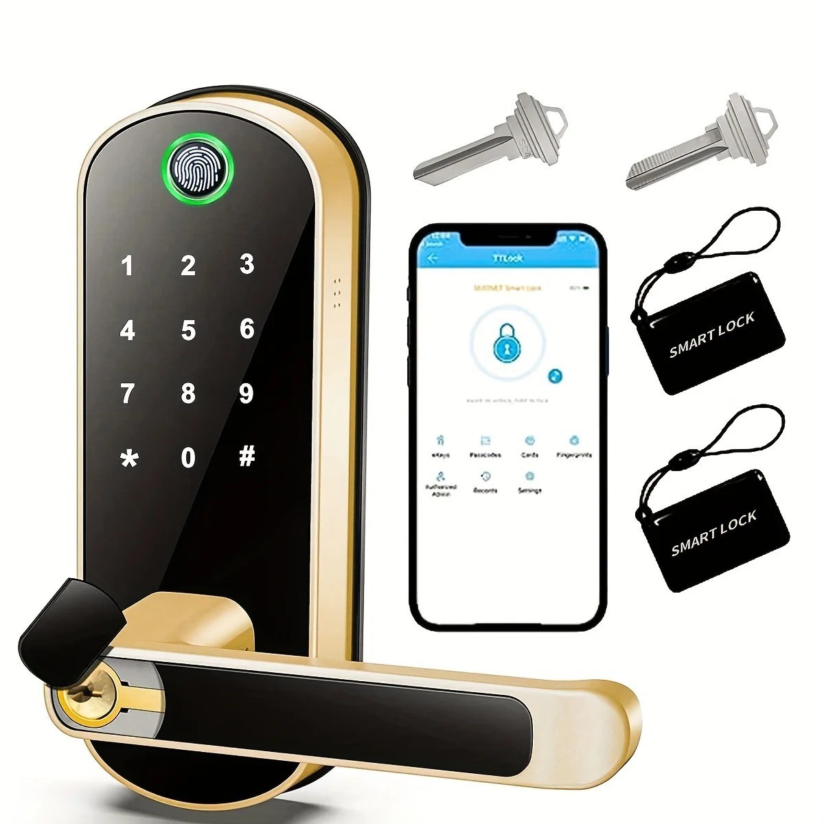 Smart Fingerprint Door Lock WiFi App Remote NFC Touchscreen Keyless Digital IP67