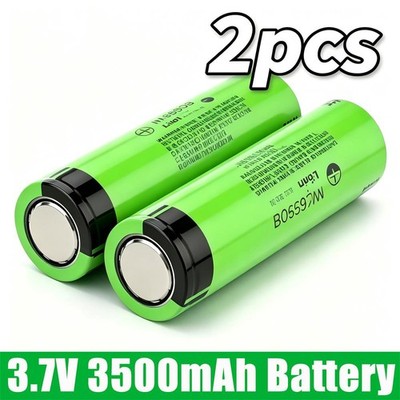 2 Pack Rechargeable Battery 3.7V 3500mah Capacity High Quality Flat Top Battery